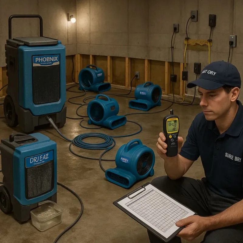 Structural Drying and Dehumidification process in La Verne, CA